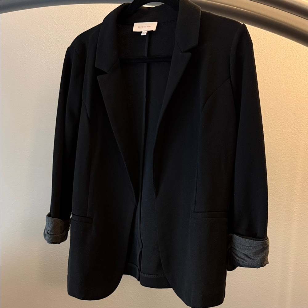 Skies Are Blue Black Blazer with Gray Accents